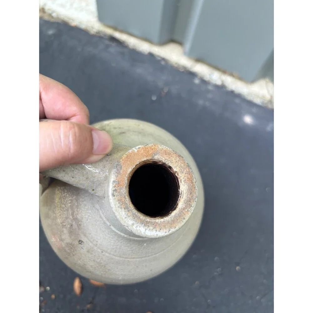 Antique Salt Glazed neutral beige Gray Stoneware Jug 10